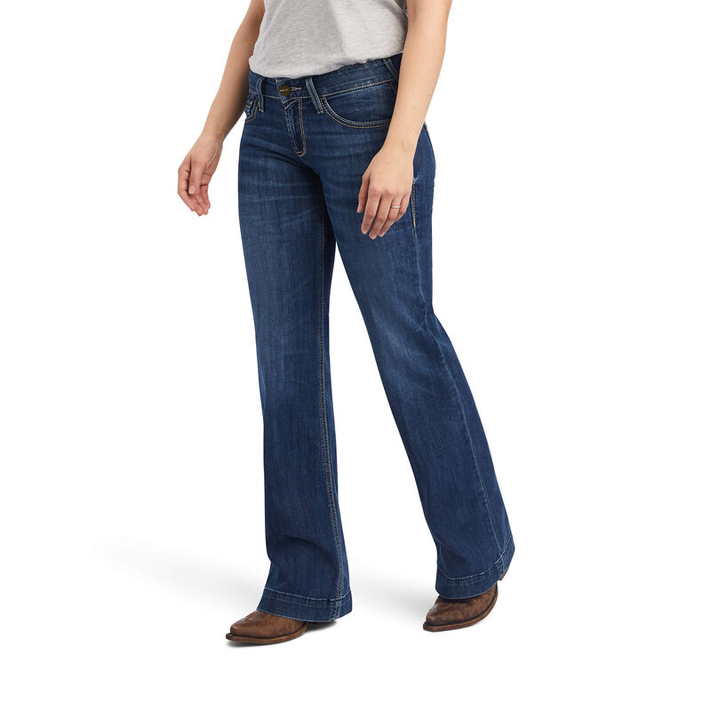 Ariat Mid Rise Amaryllis Wide Leg - Naisten Sininen Farkut ( DUCQZB-291 )